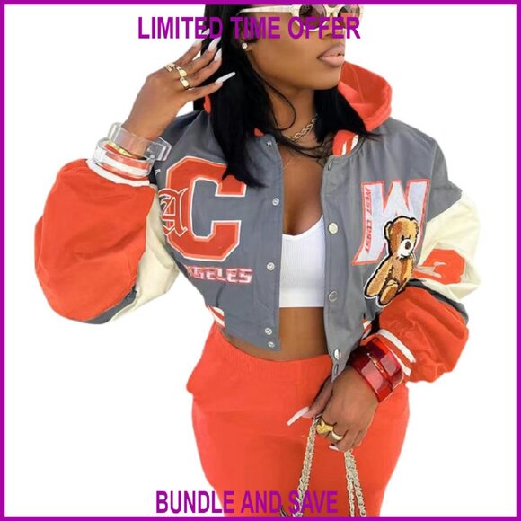 Jackets & Blazers - Lightweight Varsity Jacket with Hood, Patches, Button Closure, Stand-Up Collar